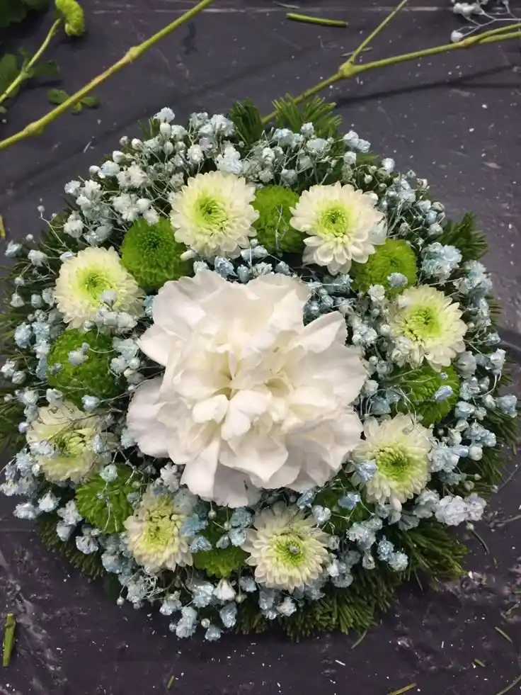 Chrysanthemums with White Gypso (Medium size)